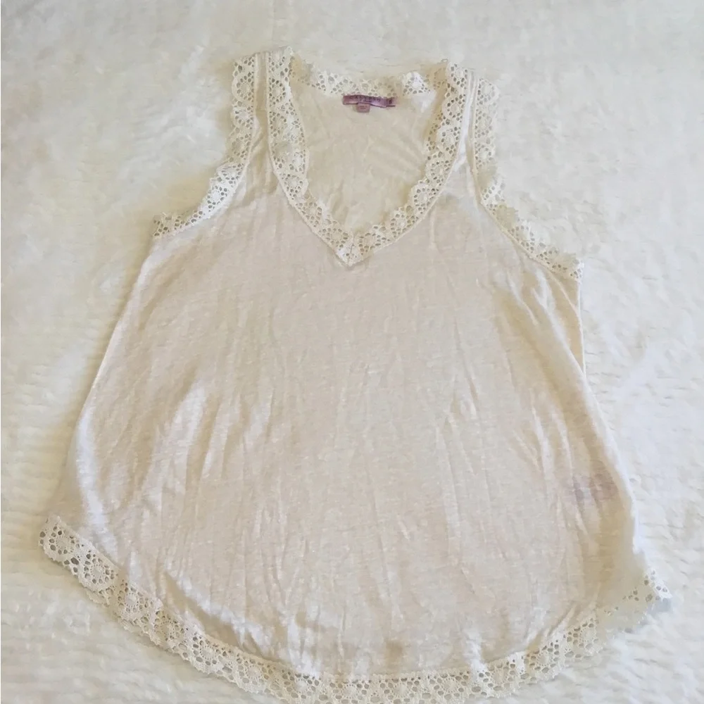 Calypso St. Barth Linen Sleeveless Cream Top Sz.S - Picture 3 of 9